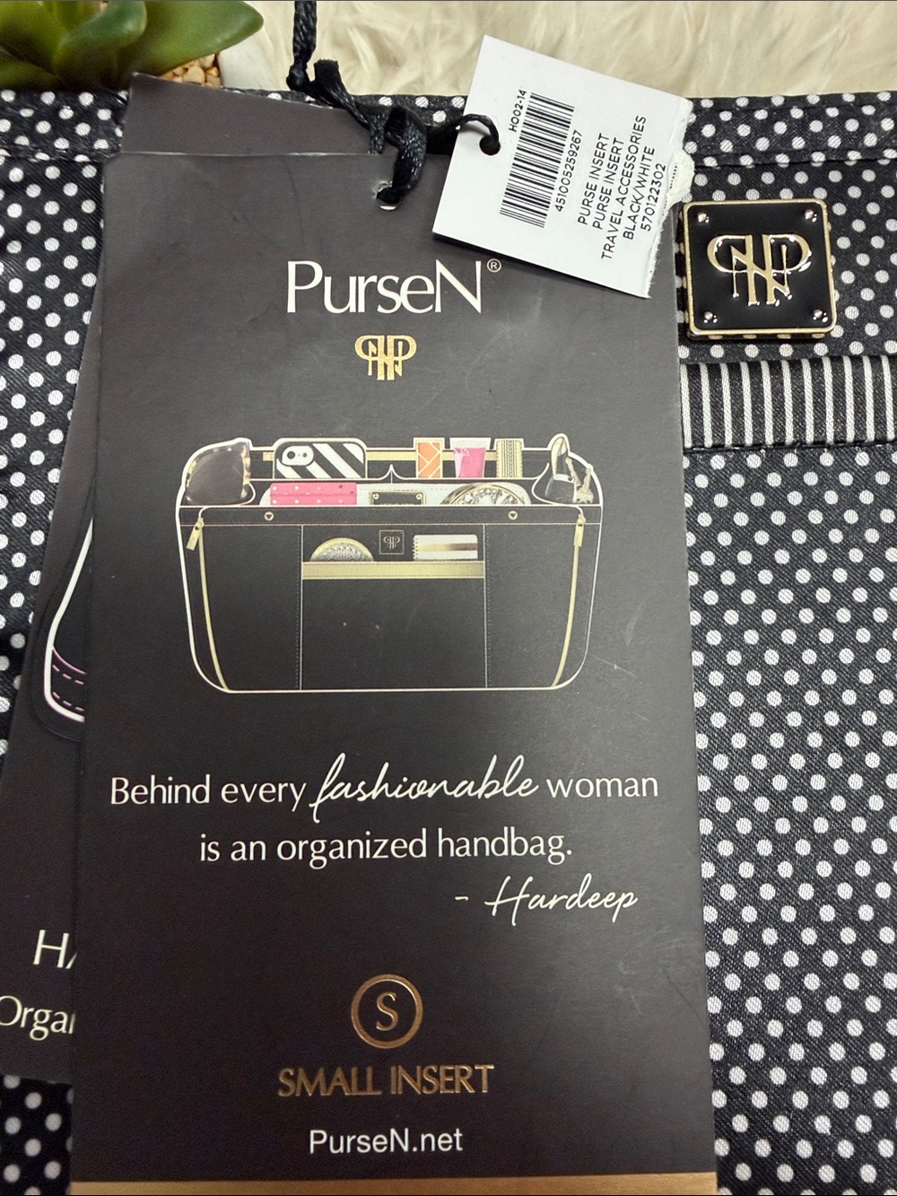 PurseN for Chico'sr Polka Dot Handbag Organizer Insert Travel NWT